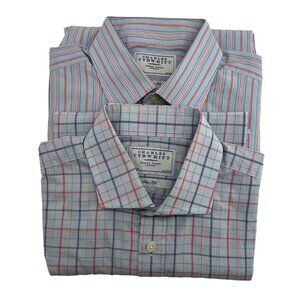 Charles Tyrwitt London Dress Shirt 16.5 36 Slim Fit Qty 2 Stripe Plaid